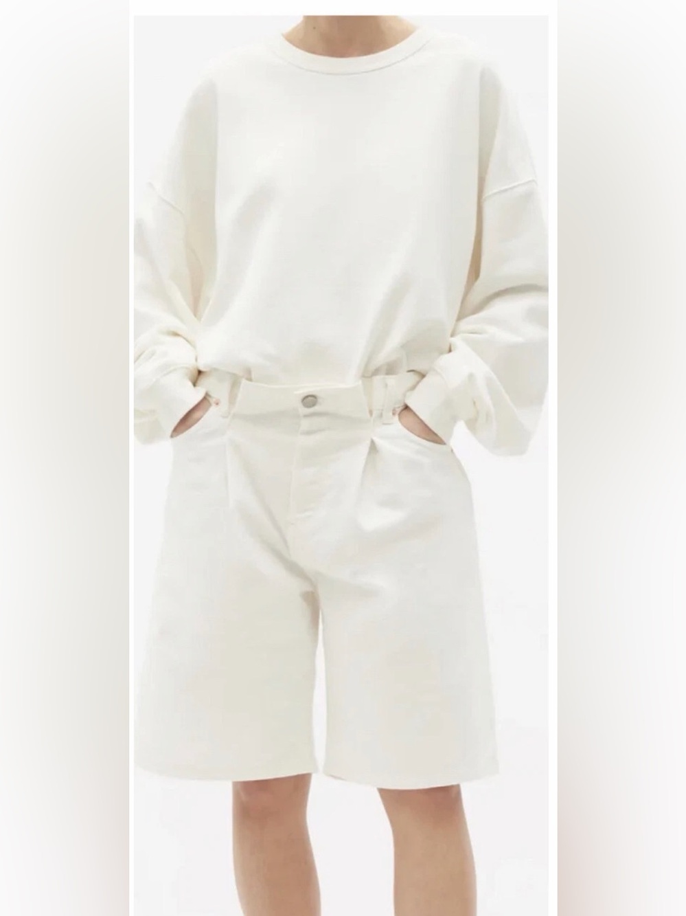 RAEY White denim Fold Dad Bermuda Shorts SZ 30